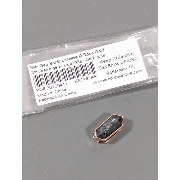 Keep Collective Mini Geo Bar Larvikite Rose Gold Tone Slide Charm NEW - Picture 3 of 6